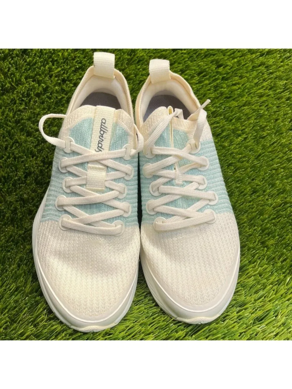 Allbirds Tree Glider Womens Size 5.5 Beige Blue Athletic Running Shoes Sneakers